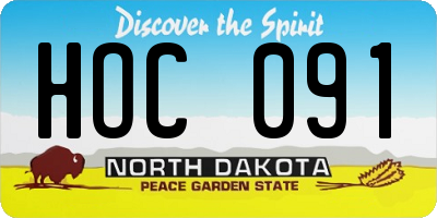 ND license plate HOC091