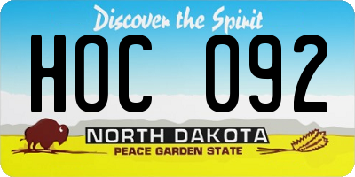 ND license plate HOC092