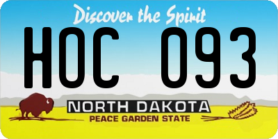 ND license plate HOC093