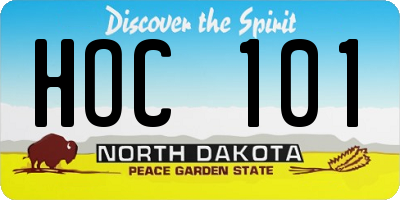 ND license plate HOC101