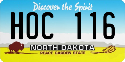 ND license plate HOC116