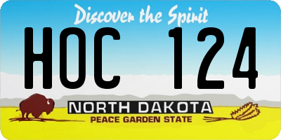 ND license plate HOC124