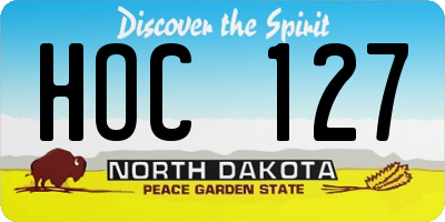 ND license plate HOC127