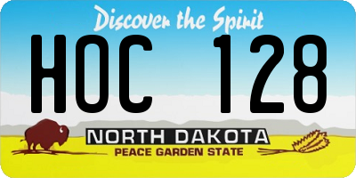 ND license plate HOC128