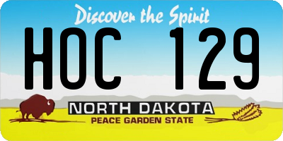 ND license plate HOC129