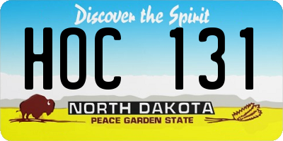 ND license plate HOC131