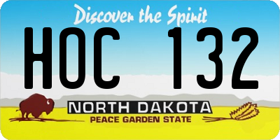 ND license plate HOC132