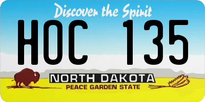 ND license plate HOC135
