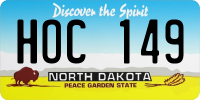 ND license plate HOC149