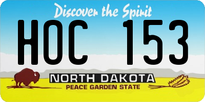 ND license plate HOC153