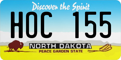 ND license plate HOC155