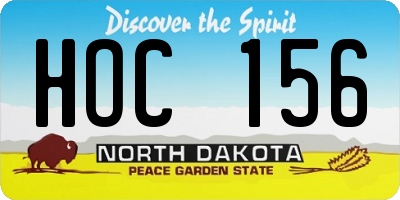 ND license plate HOC156