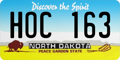 ND license plate HOC163
