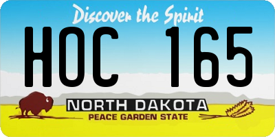ND license plate HOC165