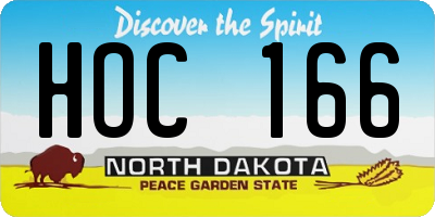 ND license plate HOC166