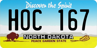 ND license plate HOC167