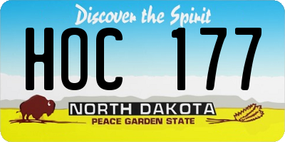 ND license plate HOC177