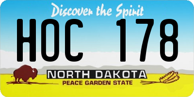 ND license plate HOC178