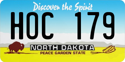 ND license plate HOC179