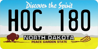 ND license plate HOC180