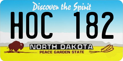 ND license plate HOC182