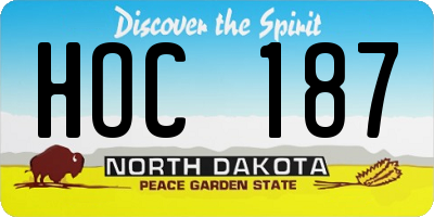 ND license plate HOC187