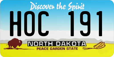 ND license plate HOC191