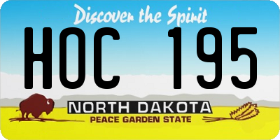 ND license plate HOC195