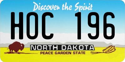 ND license plate HOC196
