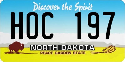 ND license plate HOC197