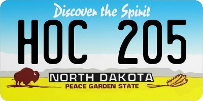 ND license plate HOC205