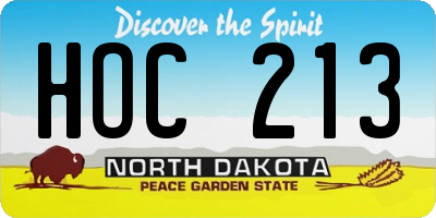 ND license plate HOC213