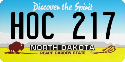ND license plate HOC217