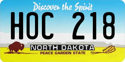 ND license plate HOC218