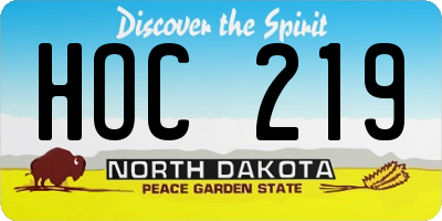 ND license plate HOC219