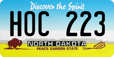 ND license plate HOC223