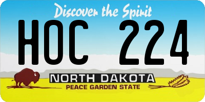 ND license plate HOC224