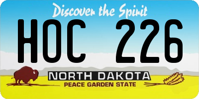 ND license plate HOC226