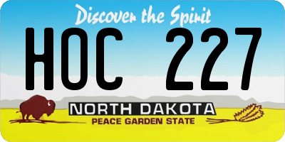 ND license plate HOC227