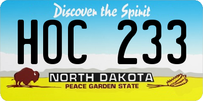 ND license plate HOC233
