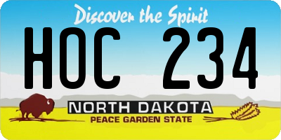 ND license plate HOC234