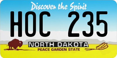 ND license plate HOC235