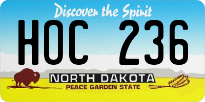 ND license plate HOC236