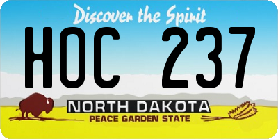 ND license plate HOC237