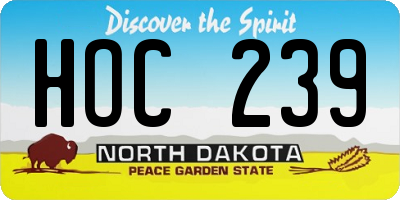 ND license plate HOC239