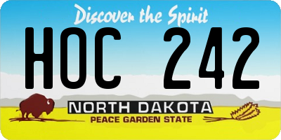 ND license plate HOC242