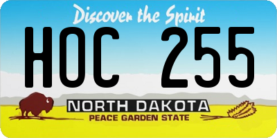 ND license plate HOC255