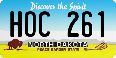 ND license plate HOC261