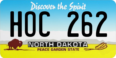 ND license plate HOC262