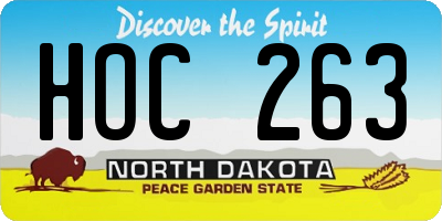 ND license plate HOC263